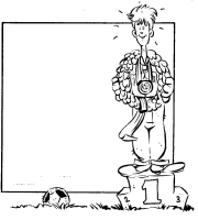 A coloring page of games and activities